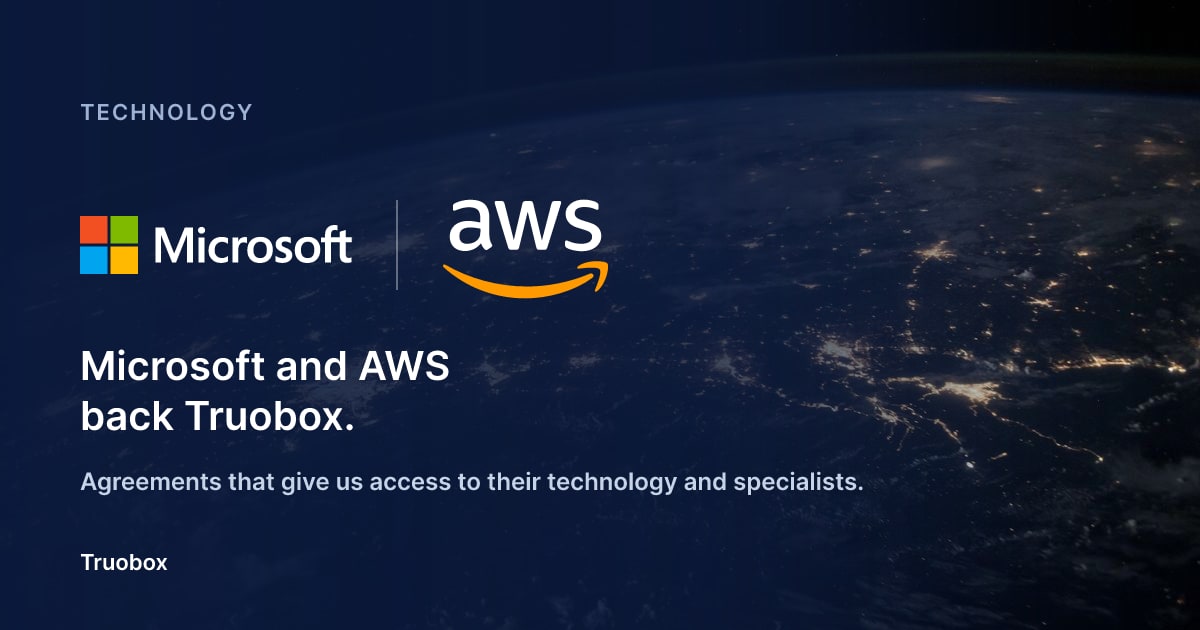 Microsoft and AWS logos: Microsoft and AWS back Truobox